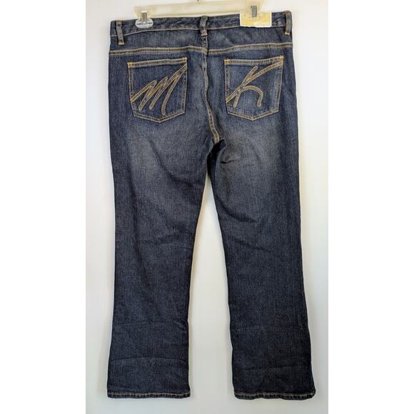 Michael Kors Boot Cut Jeans 10 Blue MK Signature Indigo Mid Rise Stretch NEW - Picture 6 of 11